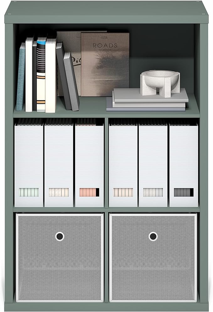 Furinno Cubicle Book Shelf, 5-Cube Bookshelf, Extra Thick Frame Cube Storage Organizer Bookcase with Closed Back, 15.3 x 29.9