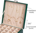 Frebeauty Earring Organizer Classic Jewelry Box 50 Slots Double Layer Jewelry Storage Case with 6 Necklace Hook and Bracelet 