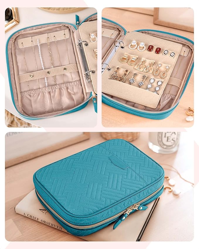 BAGSMART Jewelry Travel Organizer Case for Home Jewelry Organizer Storage Ring Binder Clear Bags Zipper Rolls Pouch for Neckl