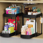 Ukeetap Multi-Purpose Pull-Out Storage Organizers, Under Sink/Cabinet Organizers and Storage for Bathroom & Kitchen, Black, 1