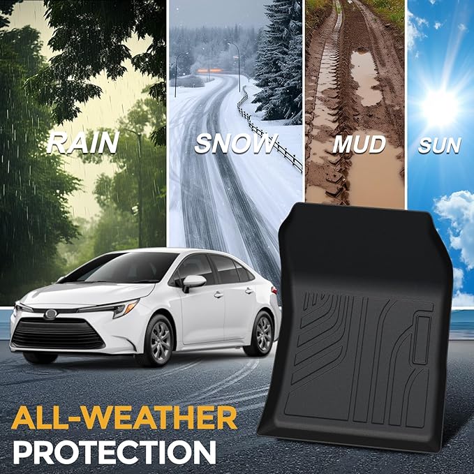 Floor Mats for Toyota Corolla 2020-2026, All Weather Floor Mats Trunk Cargo Liner and Door Sill Guards Accessories, Full Coverage Set (Fit Sedan Models)