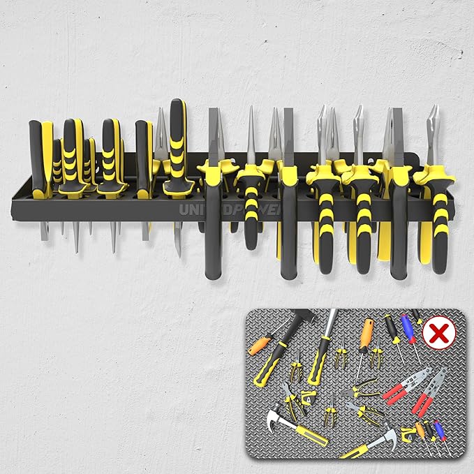 UNITEDPOWER Pliers Holder, Wall Mount Storage Rack Organizer for Workshop, Shed, Garage, Home, Stores up to 12 Pliers or Smal