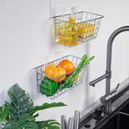 JUNCHU CHERRY 2 Pack Hanging Storage Basket, Bathroom Basket, Household Goods, with Traceless Tape, no Drilling, for Cabinet 