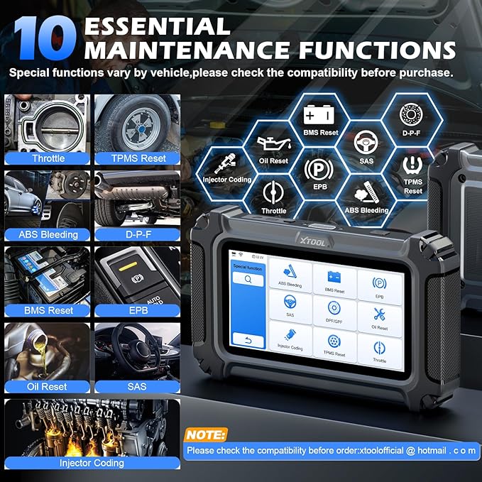 XTOOL D5 Car Code Reader and Reset Tool, Engine ABS SRS Transmission Car Diagnostic Tool with EPB Service, ABS Bleed, Throttle