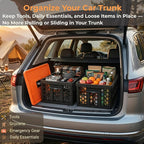 Mymazn Trunk Organizer Plastic for Car, Crate Storage Collapsible Car Organizer for SUV, Groceries, Camping | with Lid,