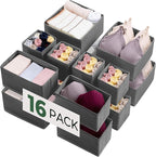 Kootek 16 Pack Drawer Organizer Clothes, Dresser Drawer Organizers for Clothing Fabric Foldable Closet Organizers and Storage