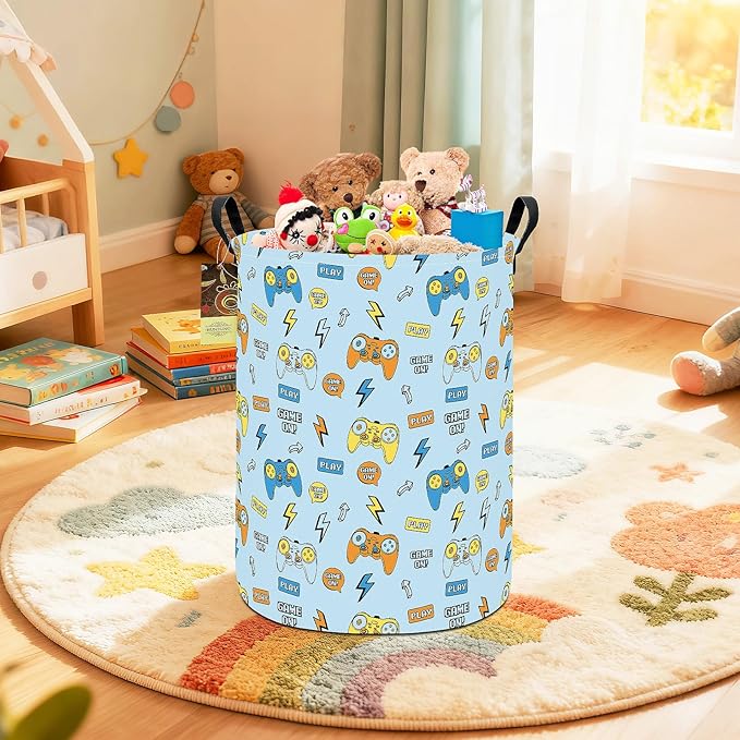 HUNRUNG Laundry Hamper,Large Canvas Fabric Lightweight Storage Basket Toy Organizer Dirty Clothes Collapsible Waterproof for 