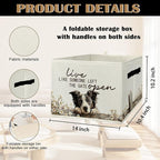 Border Collie Gifts Storage Bins with Handles, Rustic Farmhouse Dog Foldable Basket for Organizing, Live Like Someone Left th