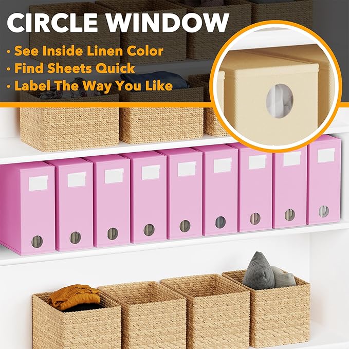 SpaceAid 9 Pack Bed Sheet Organizers and Storage, Foldable Sheet Organizer with Window for Linen Closet, Set Folder Keeper fo