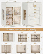AKOZLIN Jewelry Box 6-Tier Organizer Functional 360° Rotating Jewelry Storage Case for Women Girls Ring Necklace Earring Brac
