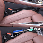 Supin Car Seat Gap Filler Set of 2, Multifunctional Seat Side Gap Filler with Organizer & Hook Function& 2 Storage for Stabilizing Phone,Keys Wallet, Fill The Gap Between Seat & Console (Black)