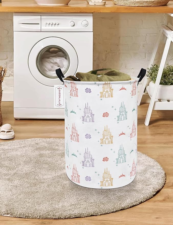 QUEENLALA Large Storage Basket,Laundry Hamper/Bathroom/Home Decor/Collapsible Round Storage Bin,Boys and Girls Hamper/Boxes/C