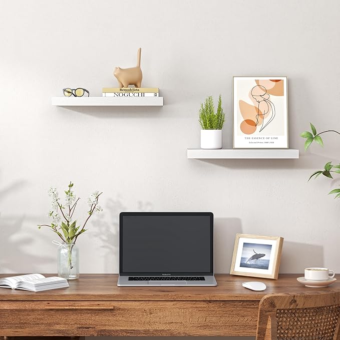 Heimlove Floating Shelves for Wall,16 inchs Shelf for Small Bathroom,Mounted Storage & Display Wood Shelves for Bedroom,Livin