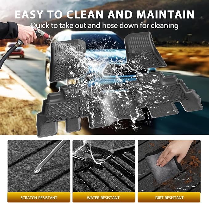 Powerty Floor Mats for Jeep Wrangler JK 2014-2018 Unlimited 4-Door (NOT for JL or 2-Door) All Weather TPE Custom Fit Car Mats Floor Liners 1st & 2nd Row, Black