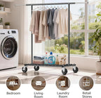Heavy Duty Clothes Rack - Load 500 LBS, Rolling Clothing Rack for Hanging Clothes with Lockable Wheels & & Shelves, Extendabl