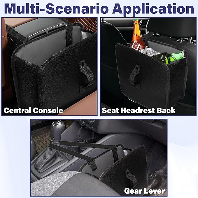 Car Trash Can, Foldable Trash Can Collapsible Hanging Trash Bag for Car Seat, 2 Gallons Leakproof Garbage Bags, Cars Must Haves Interior Accessories Essentials