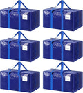 6 Pack Extra Heavy Duty Large Moving Bags with Strong Zipper & Comfortable Handles, Sturdy & Durable Clothes Storage Bags Tot