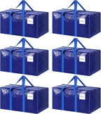 6 Pack Extra Heavy Duty Large Moving Bags with Strong Zipper & Comfortable Handles, Sturdy & Durable Clothes Storage Bags Tot