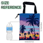 Palm Trees Car Garbage Bag,Sunset Waterproof Small Car Trash Bag Hanging Back of Seat,Drawstring Hanging Car Trash Bag with Adjustable Buckle for Car Accessories
