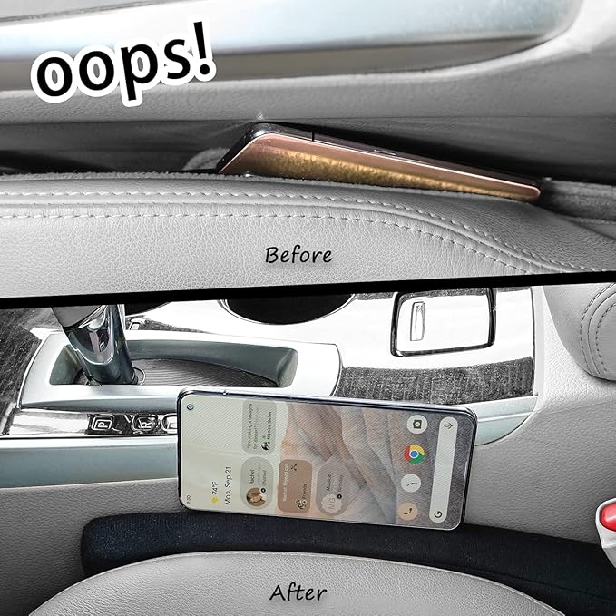Car Seat Gap Filler Compatible with Chevy Equinox Malibu Cruze Traverse Volt Blazer Silverado Suburban Tahoe Bolt Trax Spark Sonic Impala Accessories Gap Plug Blocker with Storage Slot Black 2Pcs