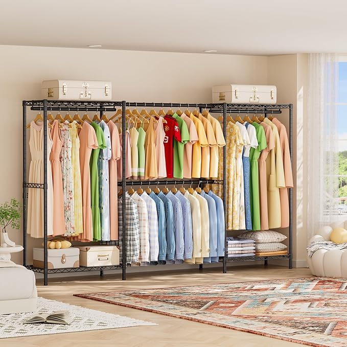 SINGAYE Clothes Rack Portable Closet Coat Wardrobe Heavy Duty Clothing Racks System Organizers and Storage for Hanging Clothe