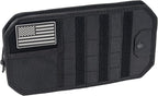 Car Visor Organizer, Sun Visor Organizer for Trucks Cars SUVs, Tactical Car Accessories with Zipper Visor Storage Pouch, Glasses Clip and Card Sleeve Pocket, Molle Visor Organizer with Panel (Black)