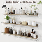 Axeman 40 Inch Floating Shelves | Grey Picture Ledge Shelf Set of 3 | Rustic Grey Wood Wall Shelves with Lip | 40" Picture Sh