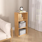 Wooden 3 Cube Storage Organizer,3 Tier Low Bookcase Freestanding Storage Display Organizer,Versatile Cubes Shelf and Cubby Un