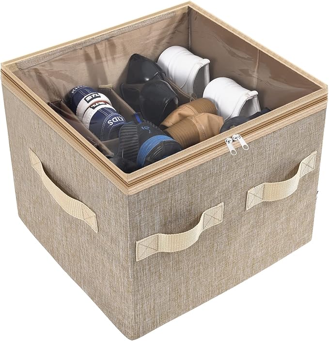 Moteph Shoe Organizer for Closet - Shoe Storage Organizer for Closet Organization with Clear Cover & Adjustable Dividers, Sho