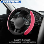 Skechers Pink Steering Wheel Cover, Memory Foam Car Steering Wheel Cover,14.5-15inch Anti-Slip Safety Comfortable Desgin, Uni