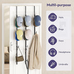 SWTYMIKI Over Door Hat Rack - 3 Packs Metal Hanging Hat Organizer with 12 Hooks Design, Baseball Cap Hanger Organizer Storage