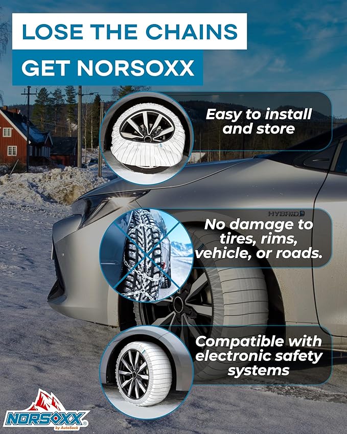 Passenger Vehicle Snow Socks for Tires, N47 - Car Sock Tire Traction Device for Snow, Ultimate Chain Alternative for Cars, SU