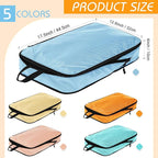 5 Pack Compression Packing Cubes for Travel Space Saving Cubes Luggage Organizer for Suitcase(Pastel,L)