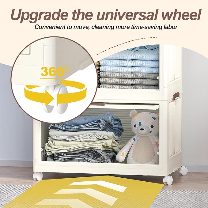 Portable Wardrobe Storage Cabinet,Closet Organizer with Magnetic Doors and Wheels, Portable Kids Closet with Hanging Rod&10 p