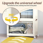 Portable Wardrobe Storage Cabinet,Closet Organizer with Magnetic Doors and Wheels, Portable Kids Closet with Hanging Rod&10 p