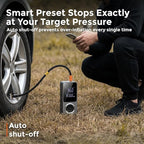 Cordless Tire Inflator Portable Air Compressor, 150PSI with Power Bank Function, Large LED Screen, Auto Shut-Off, 10 FT Car Cord & Type-C Cable for Car Motorcycle Bike Ball