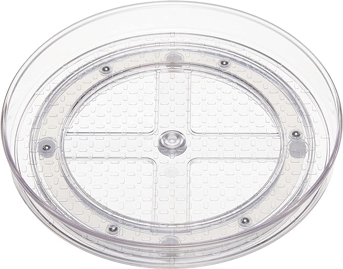 Amazon Basics Clear Rotating Lazy Susan Turntable Organizer for Condiments, 9-Inch, 2-Pack