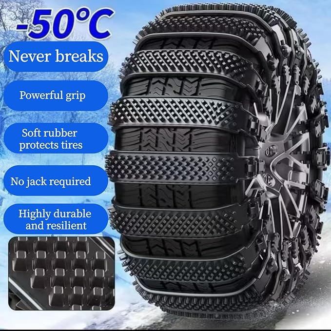 10 Pack Tire Chains, Universal Emergency Tire Chains, Adjustable Plastic Anti-skid Ties,Safety Chains for Most Cars, SUV Truc