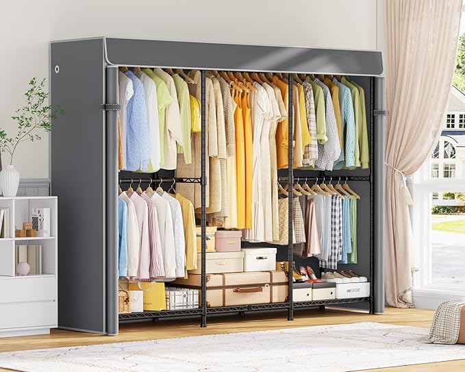 ULIFHOME E14C Pro Heavy Duty Closet Organizer System，Freestanding Clothing Racks for Hanging Clothes，Adjustable Garment Rack 