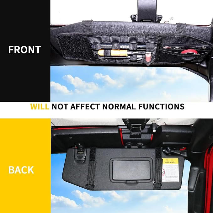 Tactical Sun Visor Organizer Visor Storage Compatible with 2018-2026 Jeep Wrangler JL 4XE Gladiator JT Accessories Car Sun Visor Sunglasses Holder Webbing Molle Panel, 2x Driver Passenger