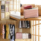 Sea Team Collapsible Canvas Fabric Storage Basket with Handles, Rectangle Waterproof Storage Bin, Box, Cube, Foldable Shelf B