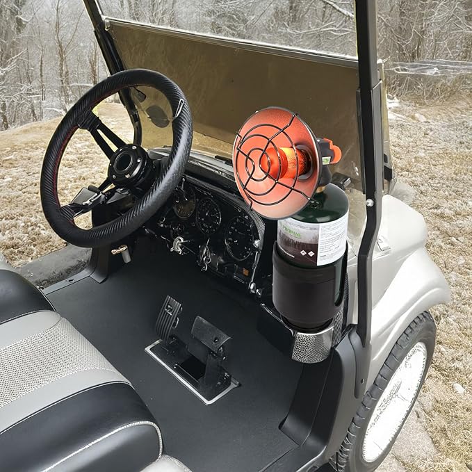 Golf Cart Cup Holder Adapter, Universal Expandable Golf Cart Heater Holder Compatible with 16 Oz/1 Lb Propane Tank and Most G