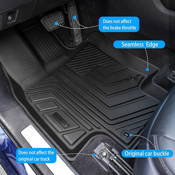 Bomely Floor Mats Compatible with 2020-2026 Toyota Highlander 3 Row Liner TPE All Weather 2025 7 Seats Highlander Accessories (2020-2026,Floor Mats)