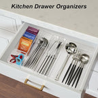 SMARTAKE 25-Piece Drawer Organizer with Non-Slip Silicone Pads, 4-Size Desk Drawer Organizer Trays Storage Tray for Makeup, J