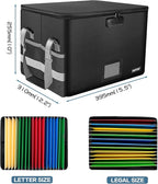 ENGPOW File Box with Lock,Fireproof Document Box with Zipper＆Pockets,Collapsible File Organizer Filing Storage Cabinet with H