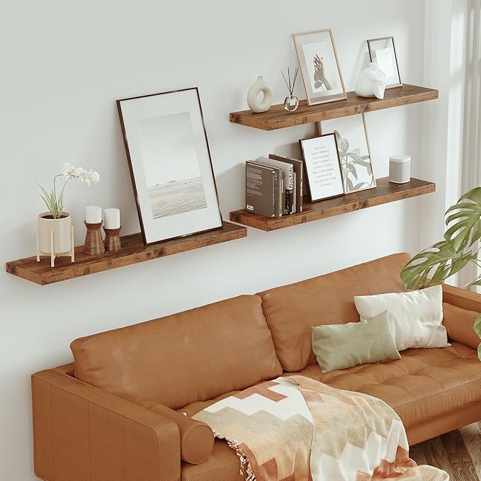 Vivelove Farmhouse Single Floating Shelves for Wall 48 in x 10.3in x 1.8in, Large Wall Long Shelves Heavy Duty 80 lbs for Bed