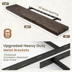 Fun Memories Floating Shelves for Wall Decor Set of 1-40 Inch Solid Elm Wood Live Edge - Rustic Walnut Wall Shelves with Invi