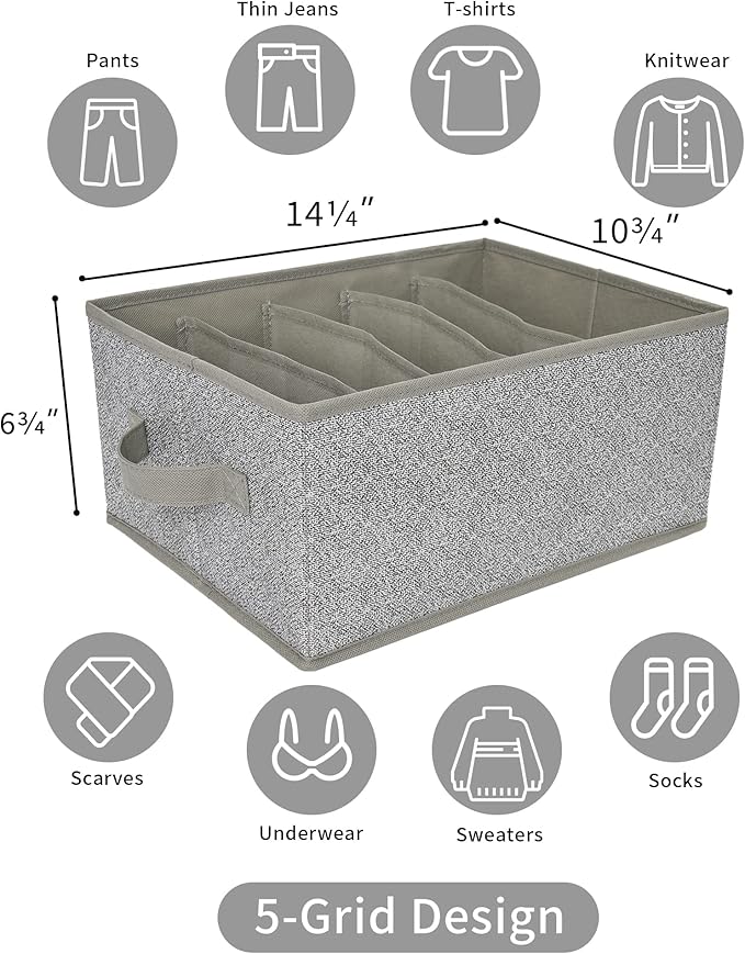 GRANNY SAYS Pants Organizer for Closet, Drawer Organizers for Clothing, Wardrobe Clothes Organizers with Divider, Clothes Org