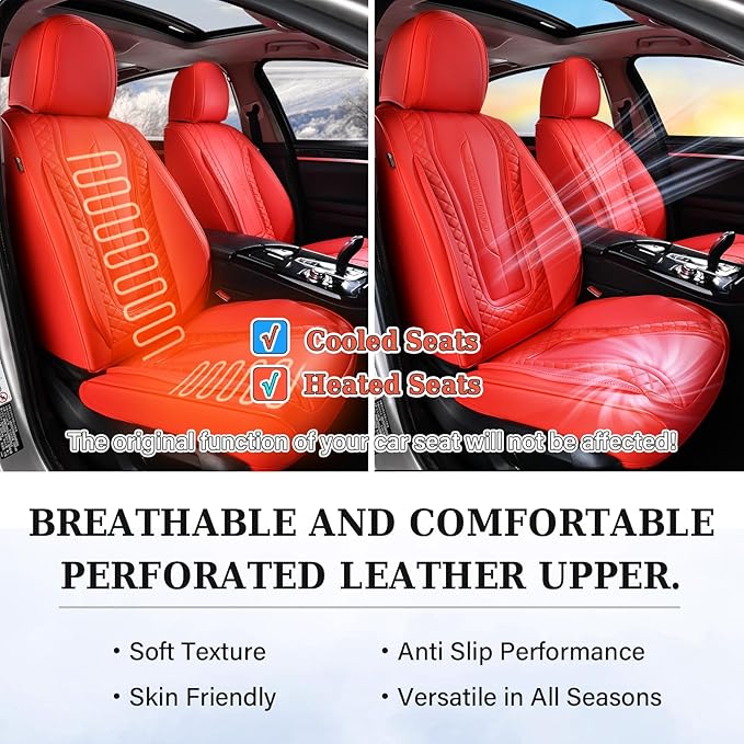 Coverado Car Seat Covers Full Set, Front Seat Cover and Back Seat Covers for Cars, Faux Leather Waterproof Seat Covers, Car S