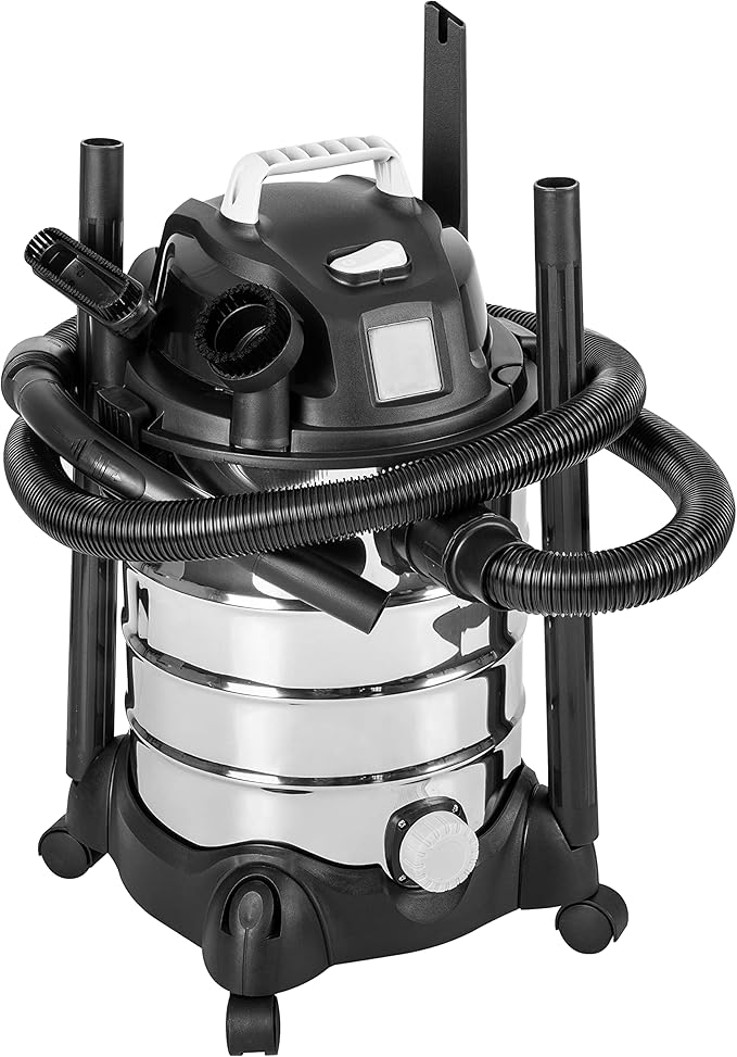 Amazon Basics Wet Dry Shop Vacuum Cleaner, 6 Gallon, 3.5 HP Stainless Steel, with Filter, Grey/Black